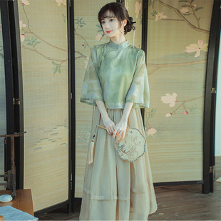 中式改良旗袍上衣女茶艺服民国汉服年版唐装中国风禅意女装大套装