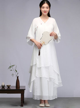 中国风连衣裙茶艺师连衣裙茶服