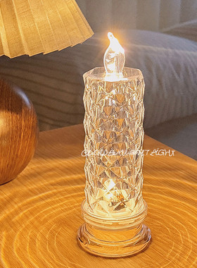 2025新款创意玫瑰浪漫装饰灯床头小夜灯卧室睡眠灯仿真电子蜡烛