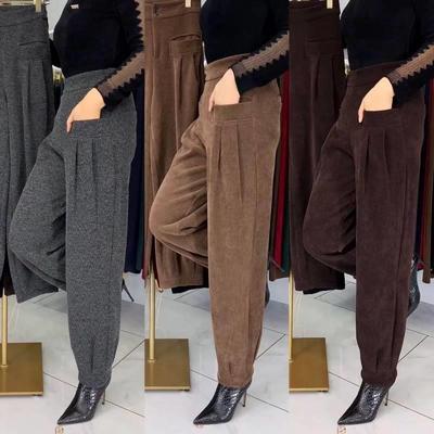 秋冬新款显瘦宽松裤子女哈伦裤百褶萝卜老爹裤百搭休闲灯笼裤