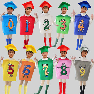 儿童童话剧数字王国表演服情景剧数字标点符号加减乘除号演出服装
