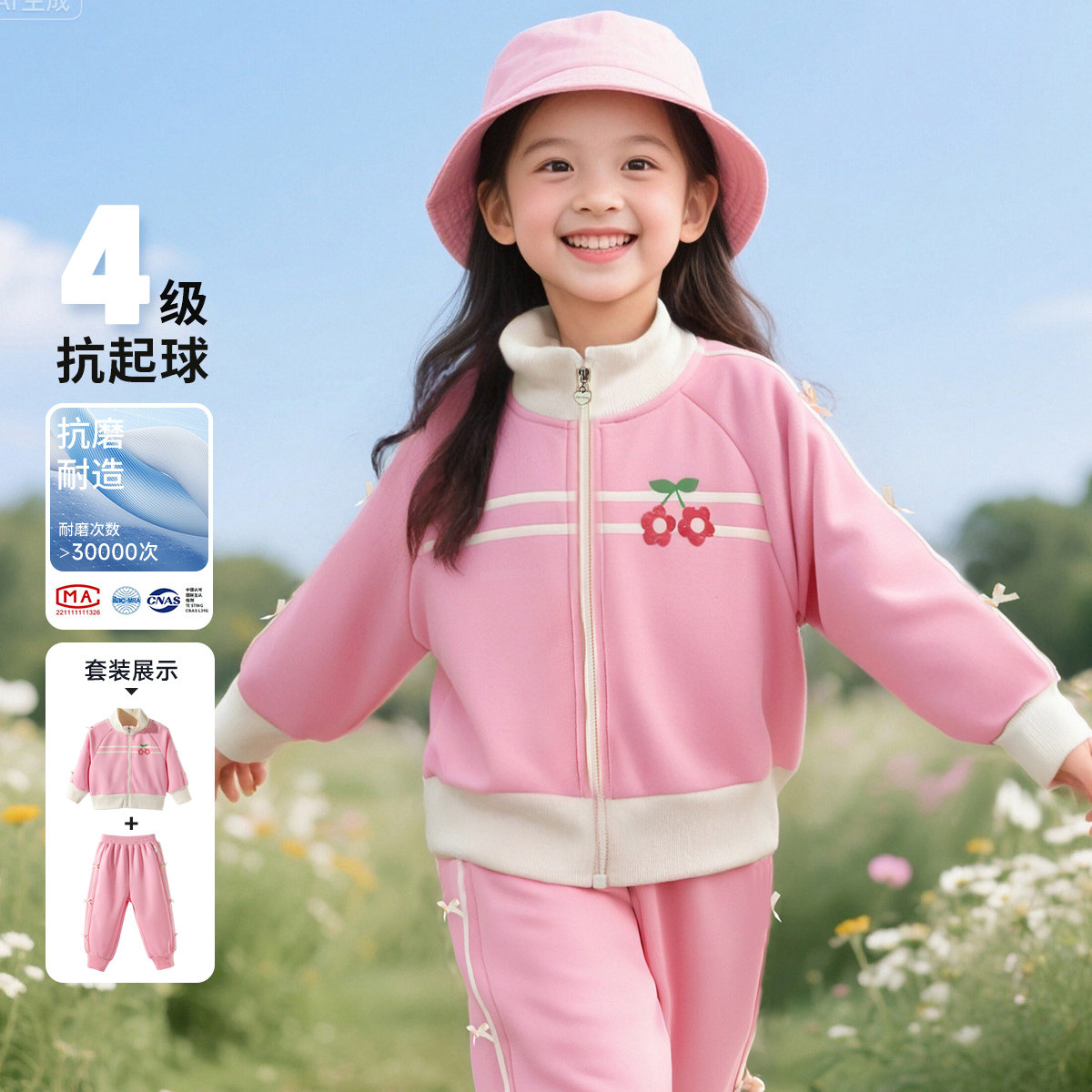 贝贝怡童装女童卫衣套装2025秋季新款甜美女孩休闲运动服开衫秋装