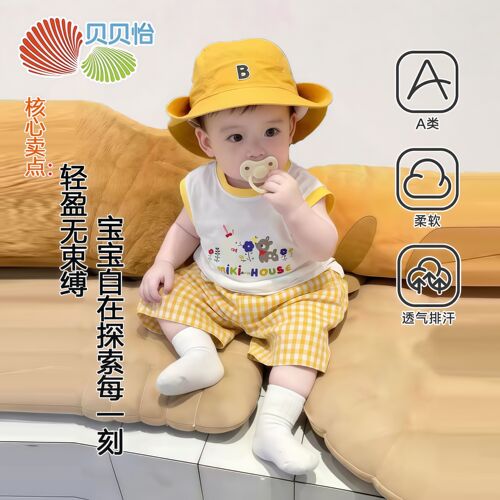 CH男童夏装背心新款宝宝洋气套装夏季卡通无袖女童套装小童宽松