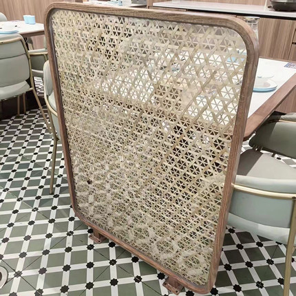 商用铁艺餐厅中古风藤编屏风玻璃隔断米字竹编烧烤店火锅店矮隔断