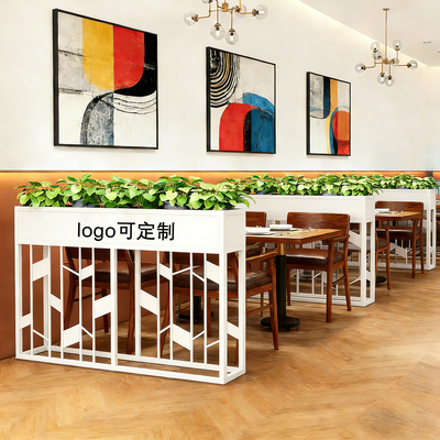 商用餐厅桌椅子隔断绿植置物架收纳架子铁艺花箱过道装饰矮墙围栏