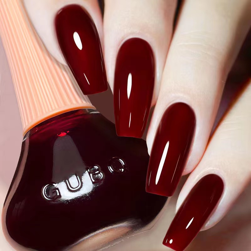 不可撕拉指甲油女美甲显白流行色套装无需灯烤快干持久显白车厘子