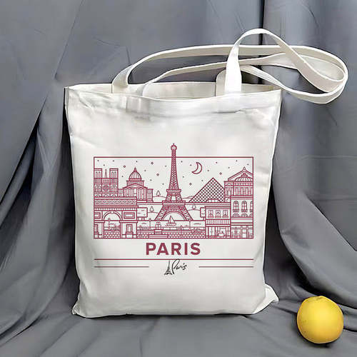 巴黎Paris帆布包France城市文创City定制大容量时尚外出手提袋子