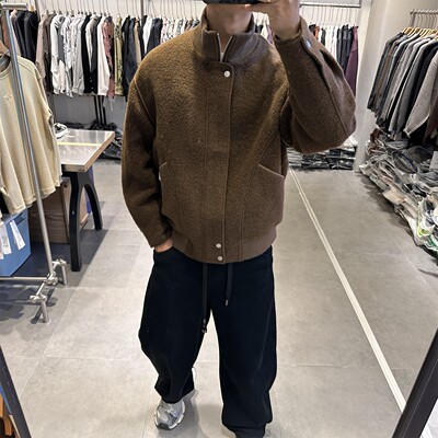 羊羔毛呢立领羽绒服男士短款2025冬季新款摇粒绒高端夹克大衣外套