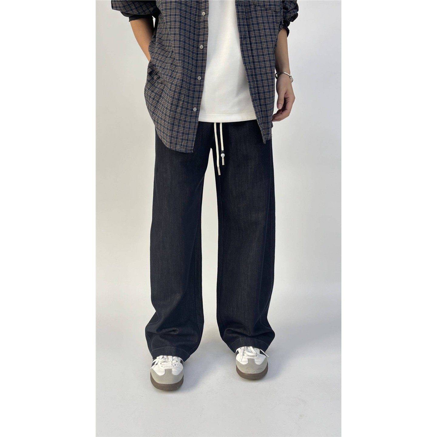 木高春季男潮牌复古纯色普洗直筒牛仔裤美式休闲百搭通勤阔腿长裤,男装,休闲裤,淘宝优惠券,粉丝福利购,淘宝优惠卷