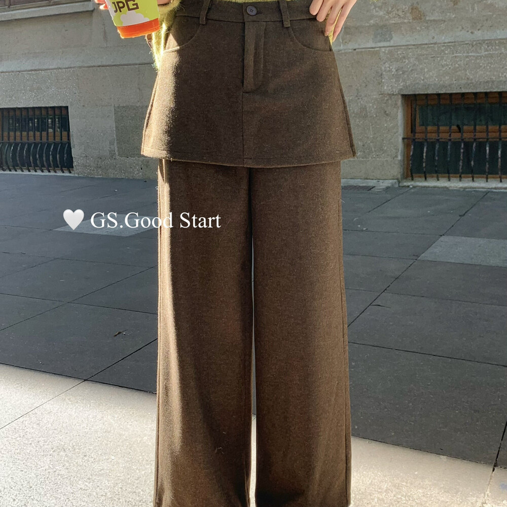GS.GOODSTART韩系毛呢屁帘休闲裤