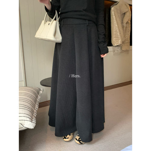 Hers韩系高腰压褶阔腿裙裤女秋冬