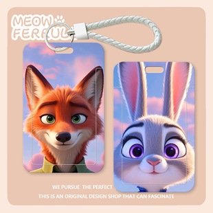 情侣一对卡套疯狂动物城朱迪兔尼克狐饭卡套厂牌壳工作证件保护套