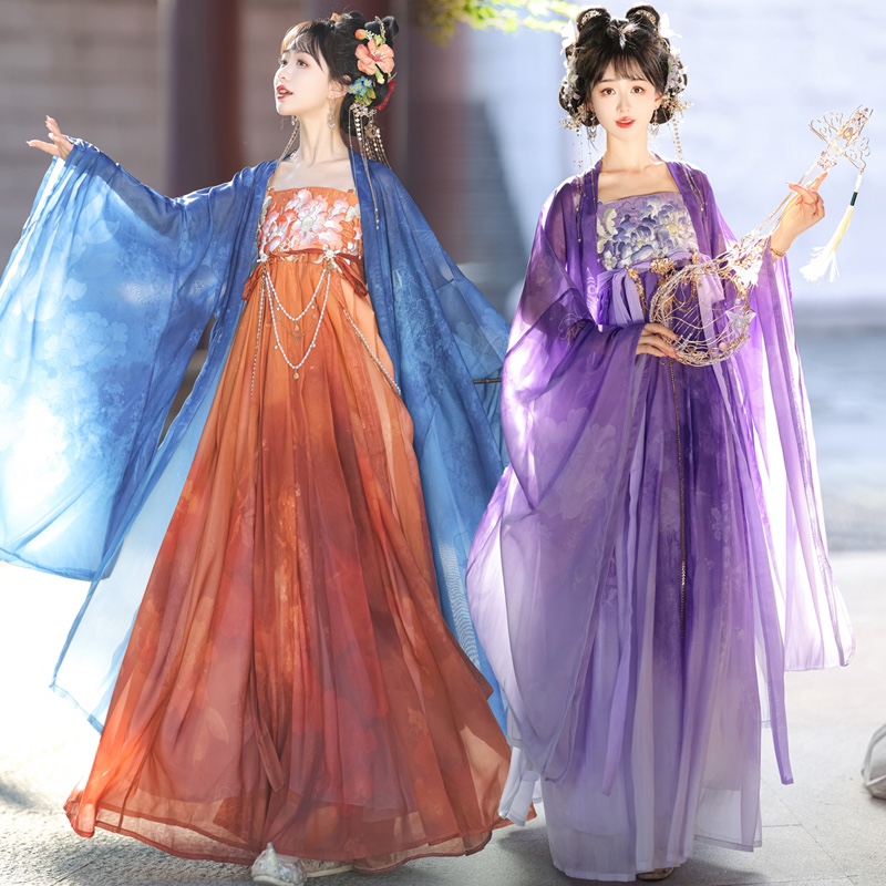 唐制大码汉服女诃子裙显瘦套装