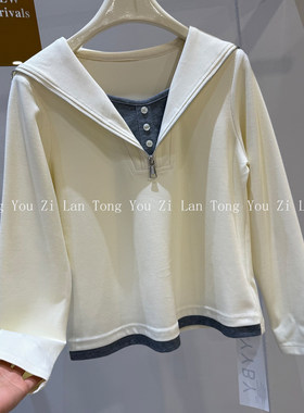 LTYZ半拉链立领卫衣女2026新款早春宽松别致百搭假两件打底衫上衣