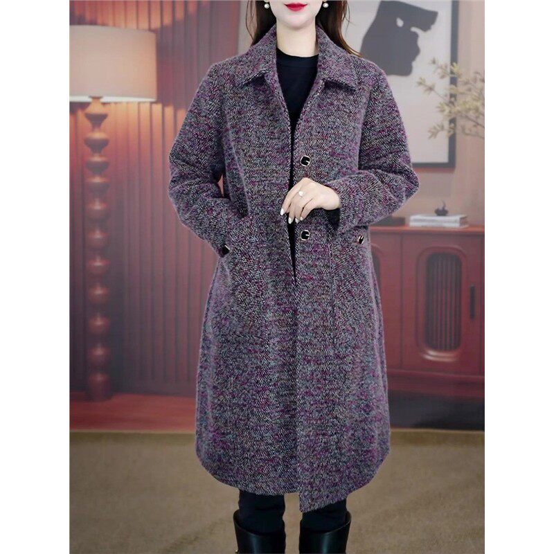 加棉加厚毛呢外套女秋冬遮肉