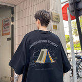 1009-PT69-P35-限价49日系复古帐篷印花短袖T恤夏季潮牌体恤衫男，男装T恤，四季星座1009