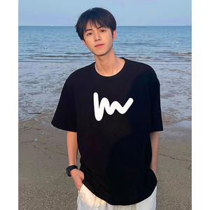 wassup HAPPY设计感短袖t恤男夏季2025新款宽松潮流潮牌情侣上衣图片