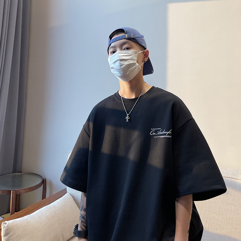 1009-FZ100-P35限49*宽松短袖T恤男百搭学院圆领上衣-230克精梳棉,男装T恤,四季星座1009