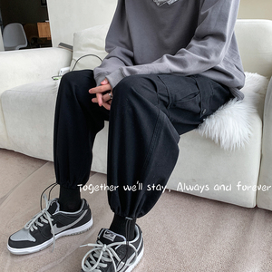 束脚工装裤男港风宽松小脚休闲九分裤子*1009-KK2102-P50-限价68图片