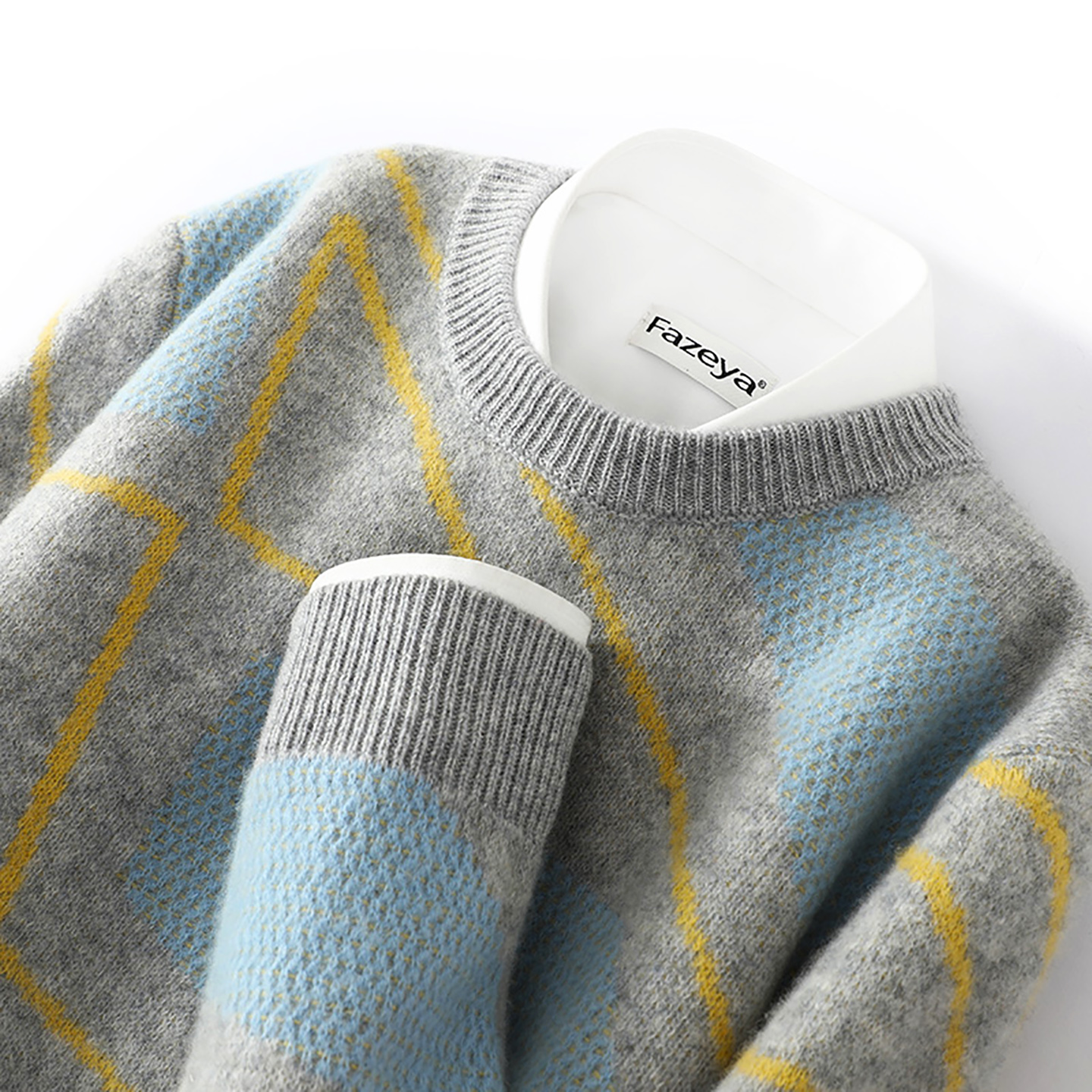 青少年羊绒衫男初中高中学生撞色