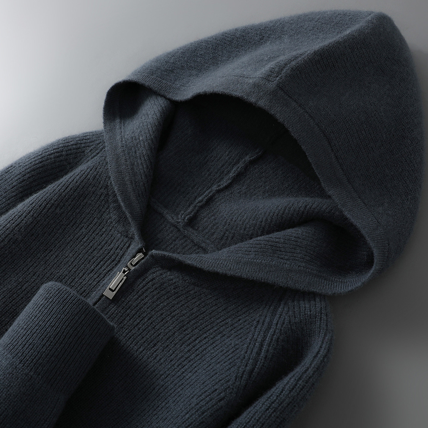 冬季羊绒衫男连帽拉链开衫加厚款外套纯色青年羊毛衫带帽针织毛衣