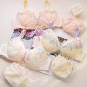 日系risa少女蕾丝文胸套装 内衣花朵大刚圈低鸡心圆盘1型 聚拢薄款