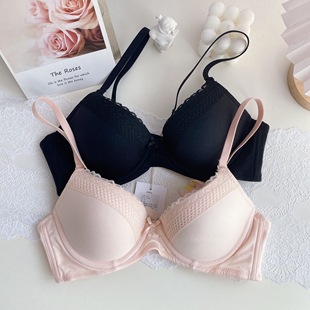 纯欲风软钢圈光面舒适上薄下厚可拆卸肩带少女内衣胸罩夏季