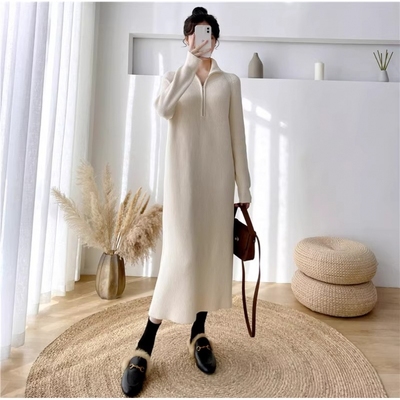 春秋新款高领针织打底裙女秋冬季