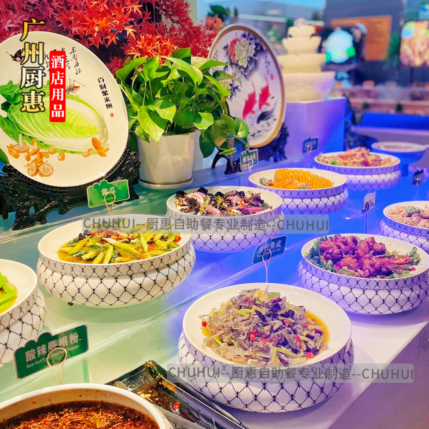自助餐凉菜盘陶瓷水果沙拉盘生腌碗捞汁海鲜碗明档卤货凉拌展示盘图片