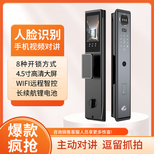 万嘉人脸全自动指纹智能锁防盗门