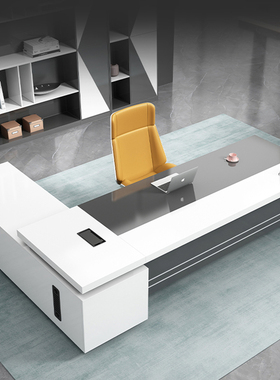 热销z54g办公桌简约桌子办公桌椅组合白色主管现代老板桌办公室家