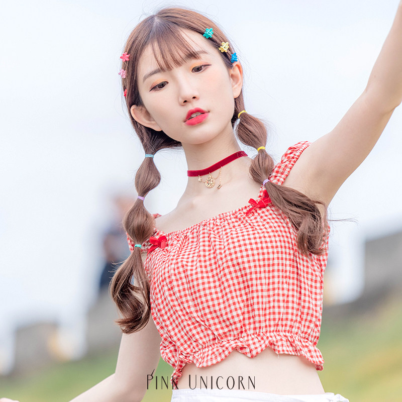 핑크 유니콘 오리지널 벨벳 초커 목걸이 이상한 나라의 앨리스 쇼트 스타일 초커