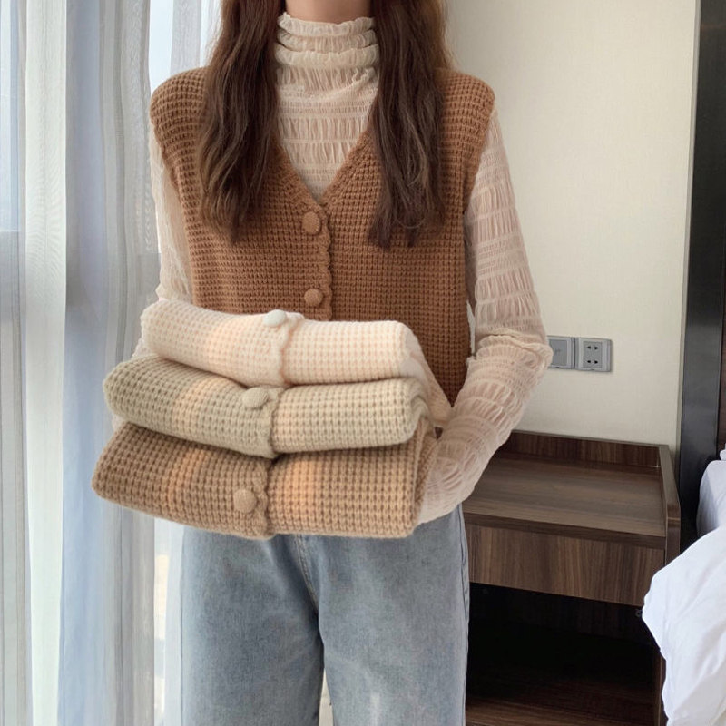 新中式马甲女款2026新款春装v领针织开衫背心毛衣坎肩马夹外套图片