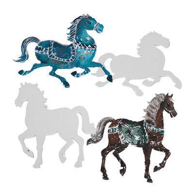 儿童DIY涂色白卡纸马形状动物