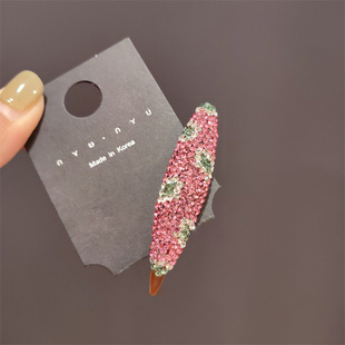 韩版施家密钻青蛙扣夹彩钻满钻发夹高级感刘海夹侧边夹2024爆款闪