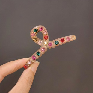 新款闪闪彩钻9CM抓夹半扎发夹高级感抓夹时尚百搭气质发饰头饰女