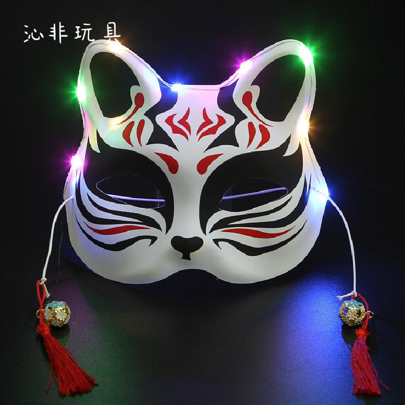 发光款半脸猫狐狸面具手绘抖音同面具