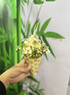 竹编冰淇淋挂饰汽车装饰包包挂件钥匙扣礼物迷你摆件