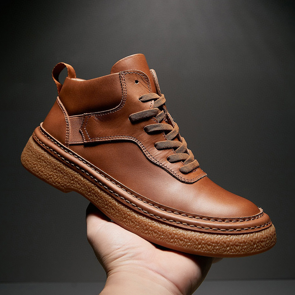 欧洲站2026秋冬季新款马丁靴男真皮英伦复古系带短靴男手工高帮鞋