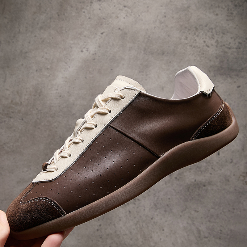2025新款德训鞋男真皮透气潮牌高级感痞帅休闲潮鞋百搭薄底阿甘鞋