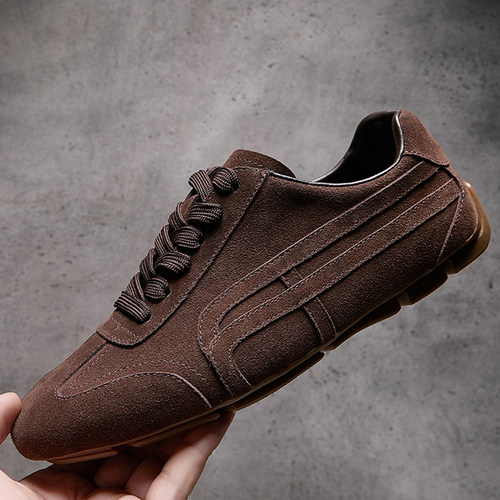 欧洲站春季新款男鞋真皮英伦风复古时尚德训鞋牛皮手工系带赛车鞋