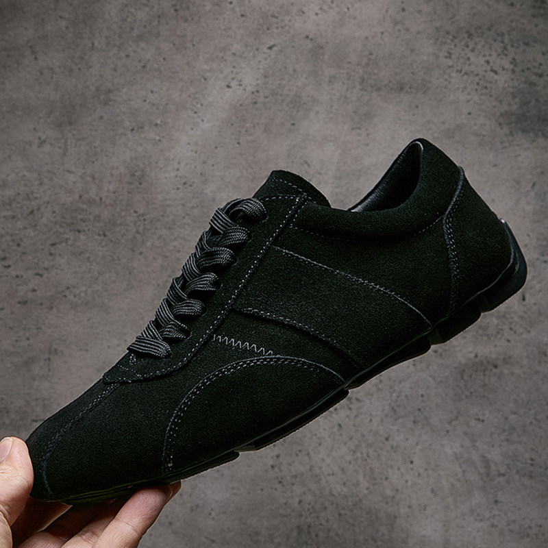 欧洲站春季新款德训鞋男真皮黑色潮牌复古阿甘鞋男手工高端休闲鞋