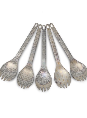 Dan Matsuda - Ti Spork 户外刻绘图案钛合金叉勺