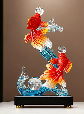 新中式年年有余锦鲤客厅摆件旺宅