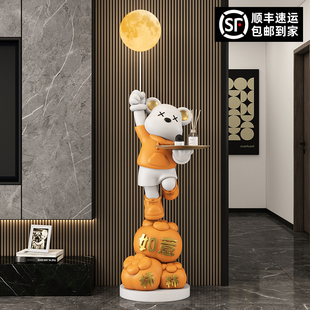 饰品乔迁礼物 客厅暴力熊存钱罐大型落地灯摆件电视柜旁轻奢家居装