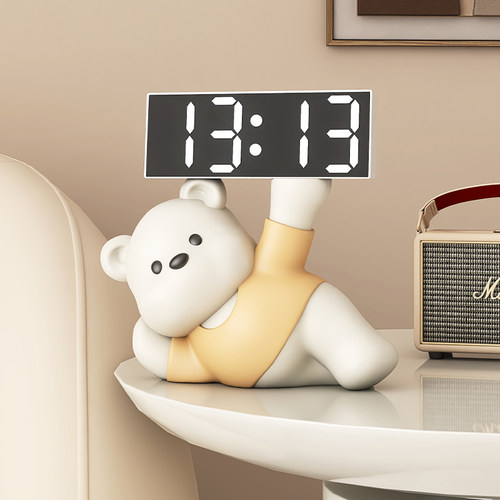 可爱小熊电子时钟收纳桌面摆件