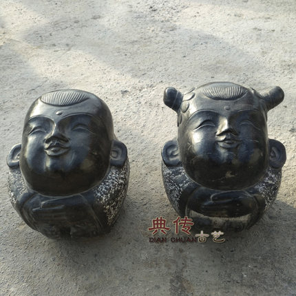 仿古石雕吉祥娃娃青石雕刻福娃家居创意装饰工艺品人物大理石摆件