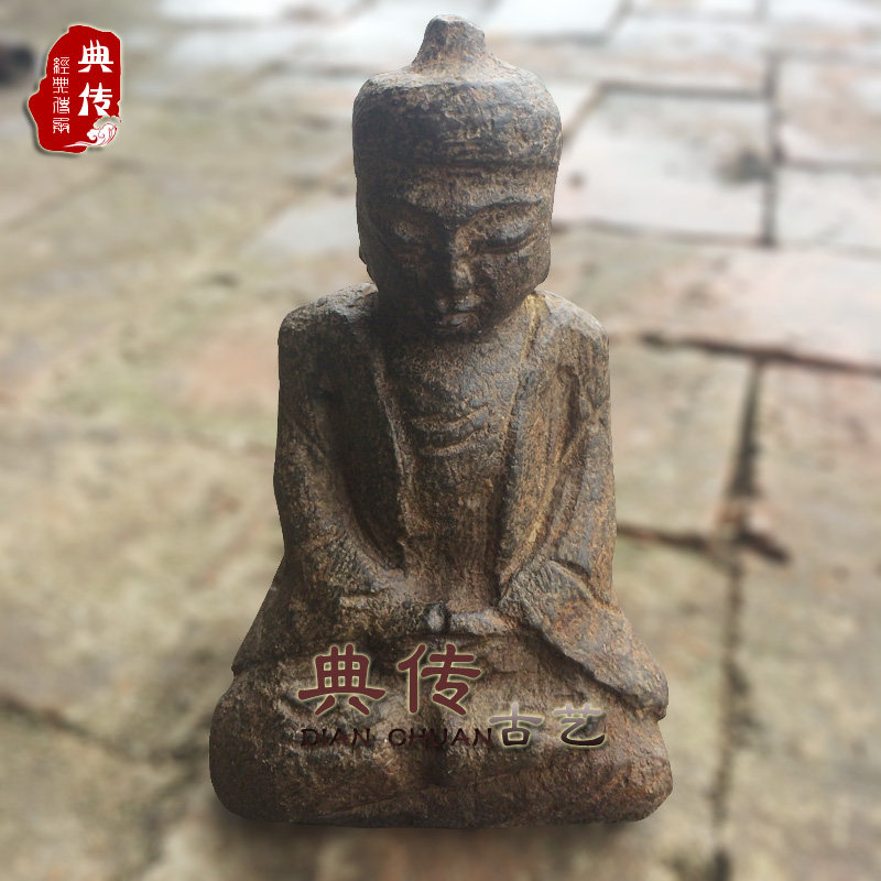 包邮仿古小石雕释迦摩尼坐佛像古玩收藏石头雕刻把件佛陀如来佛祖
