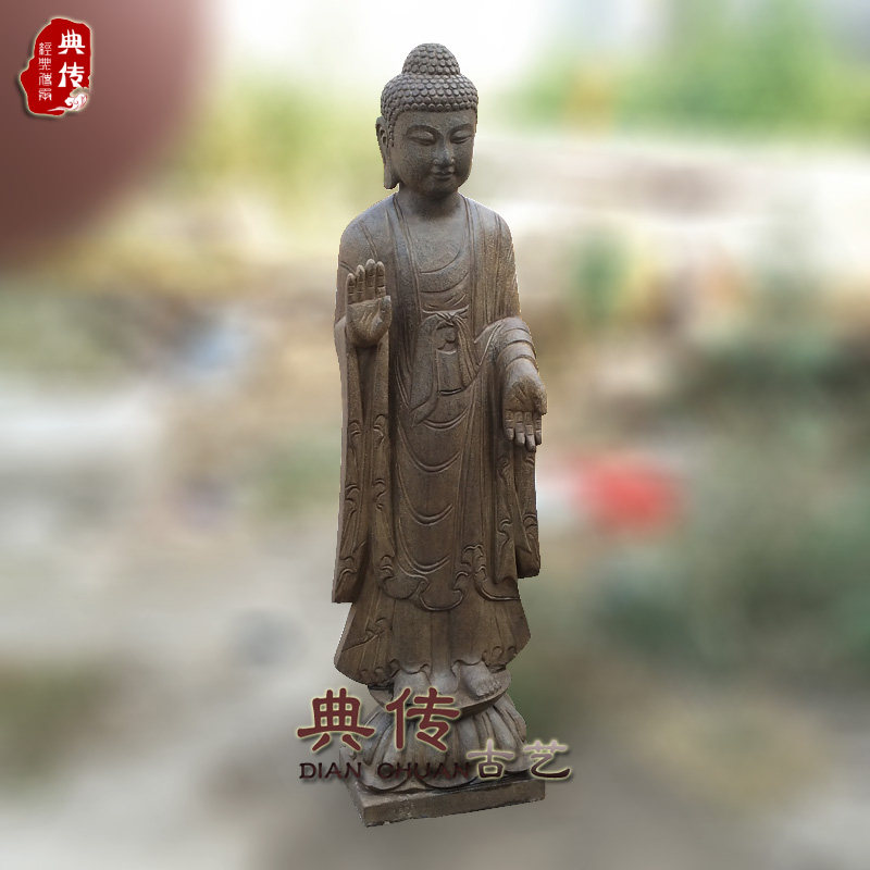 仿古石雕佛像释迦摩尼三世佛供奉人物雕像天然青石如来佛造像摆件