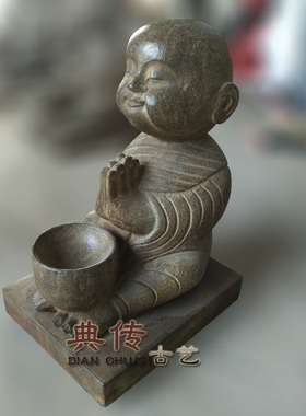 雕刻小和尚仿古招财茶楼会所摆件